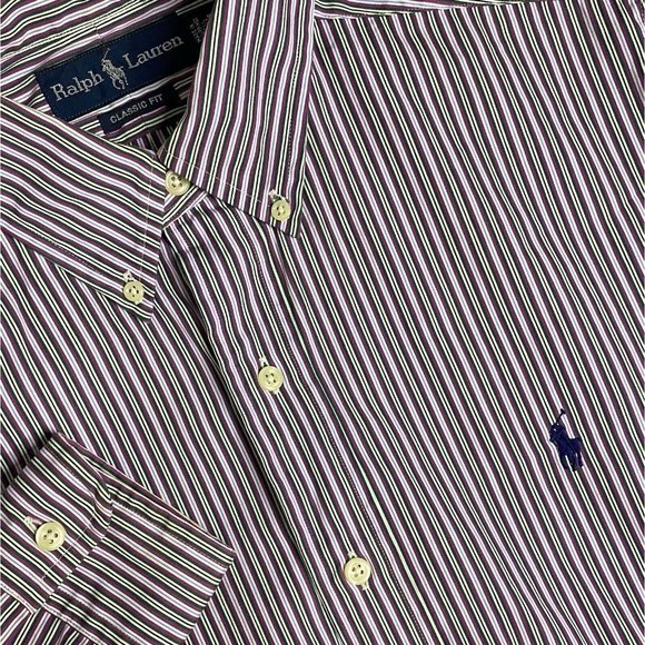 Ralph Lauren Men's Classic Fit Stripe Long Sleeve Button Down 15.5 34/35 Shirt‎ - Picture 1 of 5